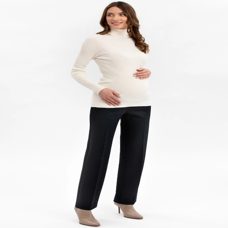 Made in Italy AURORA White Ribbed Maternity Turtleneck